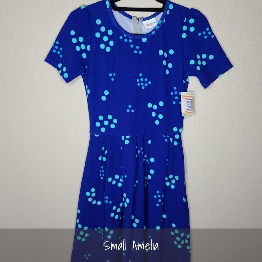 LuLaRoe Amelia Small Blue Polka Dots NEW